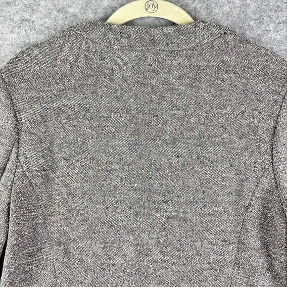 St John Sweater Wool Blend Cardigan Womens 8 Taupe Fleck Full Zip Beaded Blazer - Picture 9 of 16